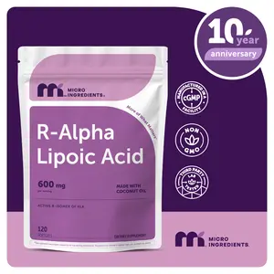 Micro Ingredients R Alpha Lipoic Acid 600mg with Coconut Oil, 120 Softgels
